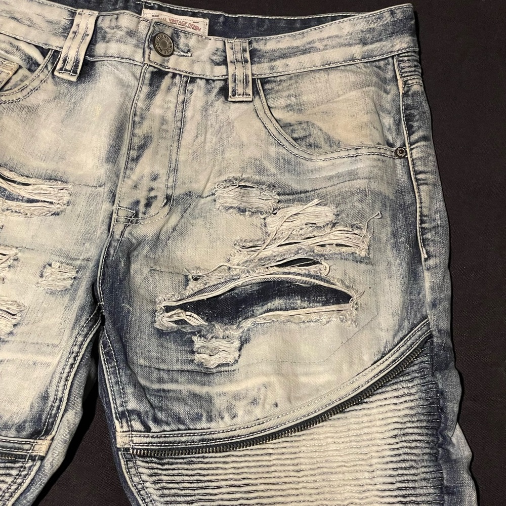 Smoke rise slim straight biker jeans